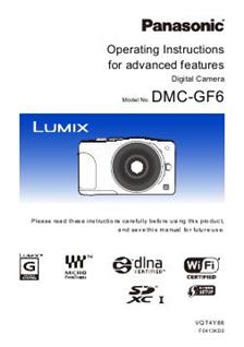 Panasonic Lumix GF6 manual. Camera Instructions.